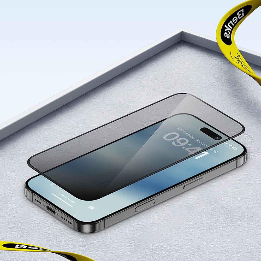 iPhone 15 Plus Hidrofobik Ve Oleofobik Özellikli Benks Privacy Air Shield 0.4mm Ekran Koruyucu 10'lu Paket