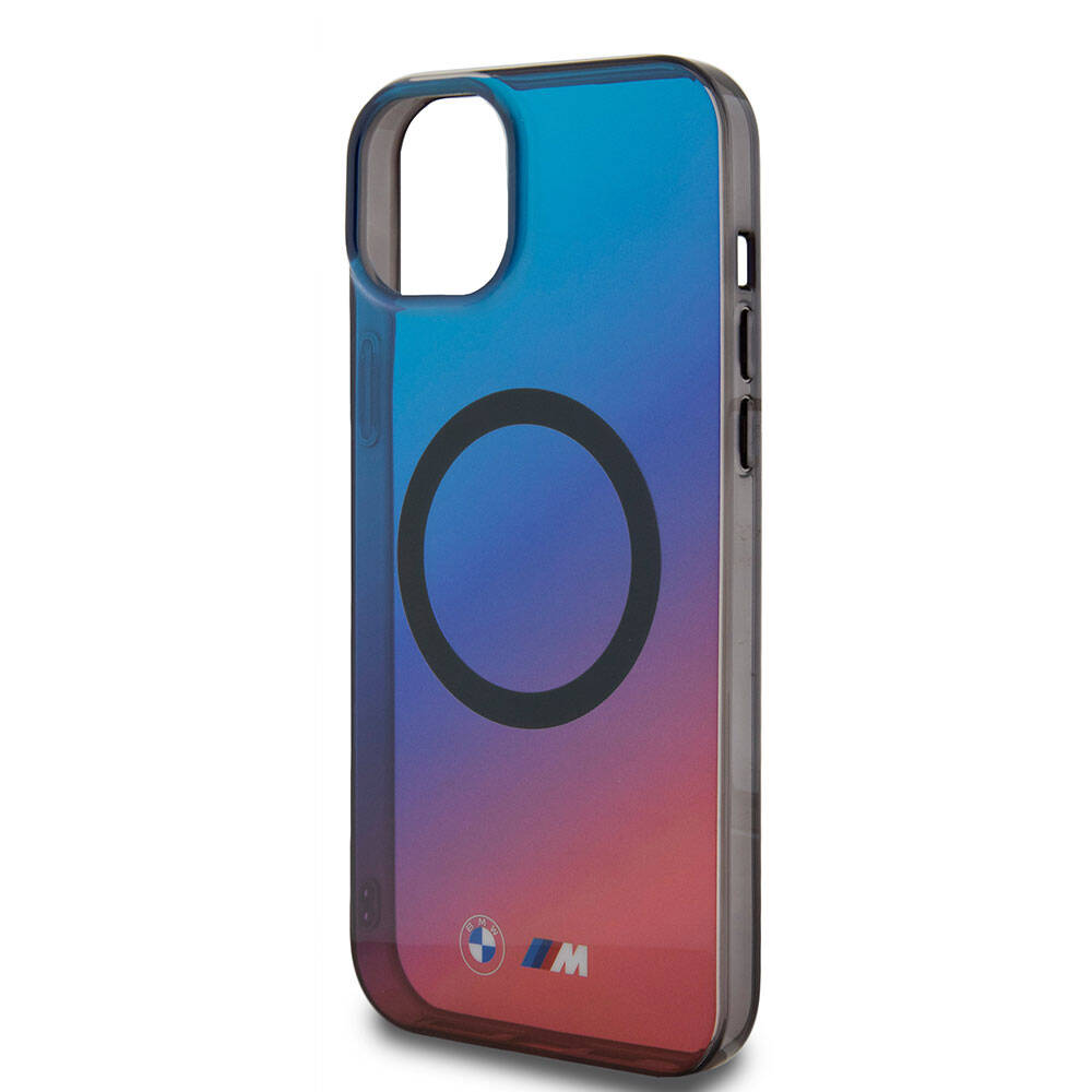 iPhone 15 Plus Kılıf BMW M-safe Şarj Özellikli Transparan Renk Geçişli Dizayn Orjinal Lisanslı Kılıf