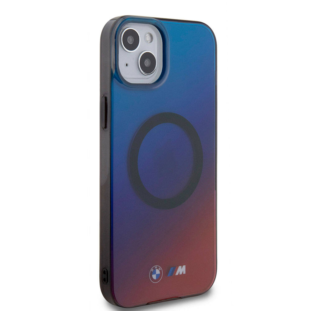 iPhone 15 Plus Kılıf BMW M-safe Şarj Özellikli Transparan Renk Geçişli Dizayn Orjinal Lisanslı Kılıf