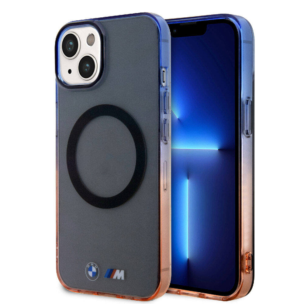 Apple iPhone 15 Plus Kılıf BMW Magsafe Şarj Özellikli Transparan Renkli Çerçeveli Orjinal Lisanslı Kapak Gri