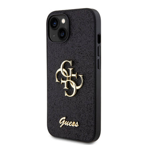 Apple iPhone 15 Kılıf Guess Orjinal Lisanslı 4G Büyük Metal Logolu Glitter Kapak