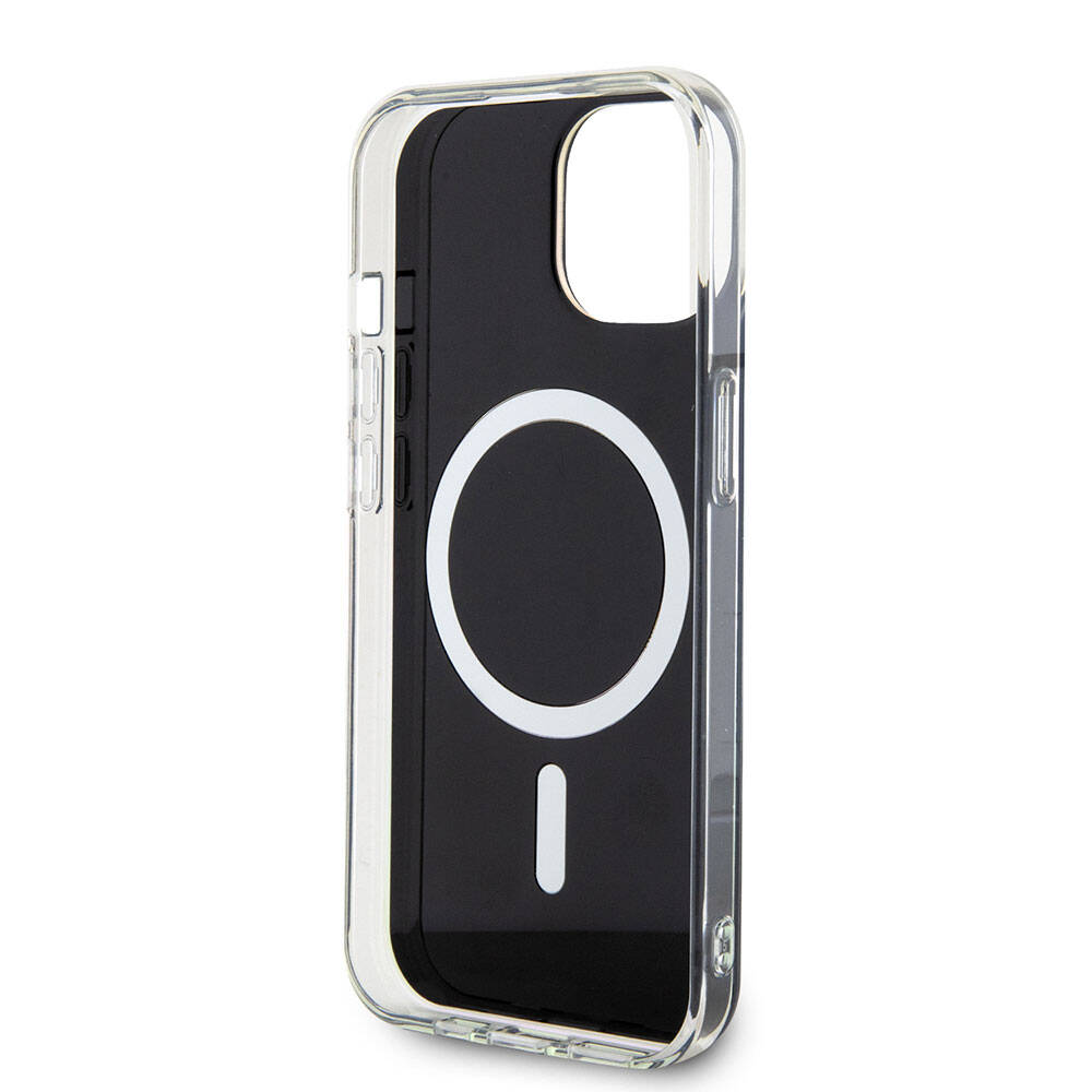 iPhone 15 Plus Kılıf Guess Orjinal Lisanslı M-safe Şarj Özellikli Yazı Logolu Iridescent Kılıf