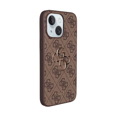 iPhone 15 Plus Kılıf Guess Orjinal Lisanslı PU Deri 4G Büyük Metal Logolu Çapraz Vücut Askılı Kılıf