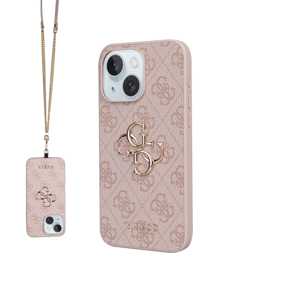 iPhone 15 Plus Kılıf Guess Orjinal Lisanslı PU Deri 4G Büyük Metal Logolu Çapraz Vücut Askılı Kılıf