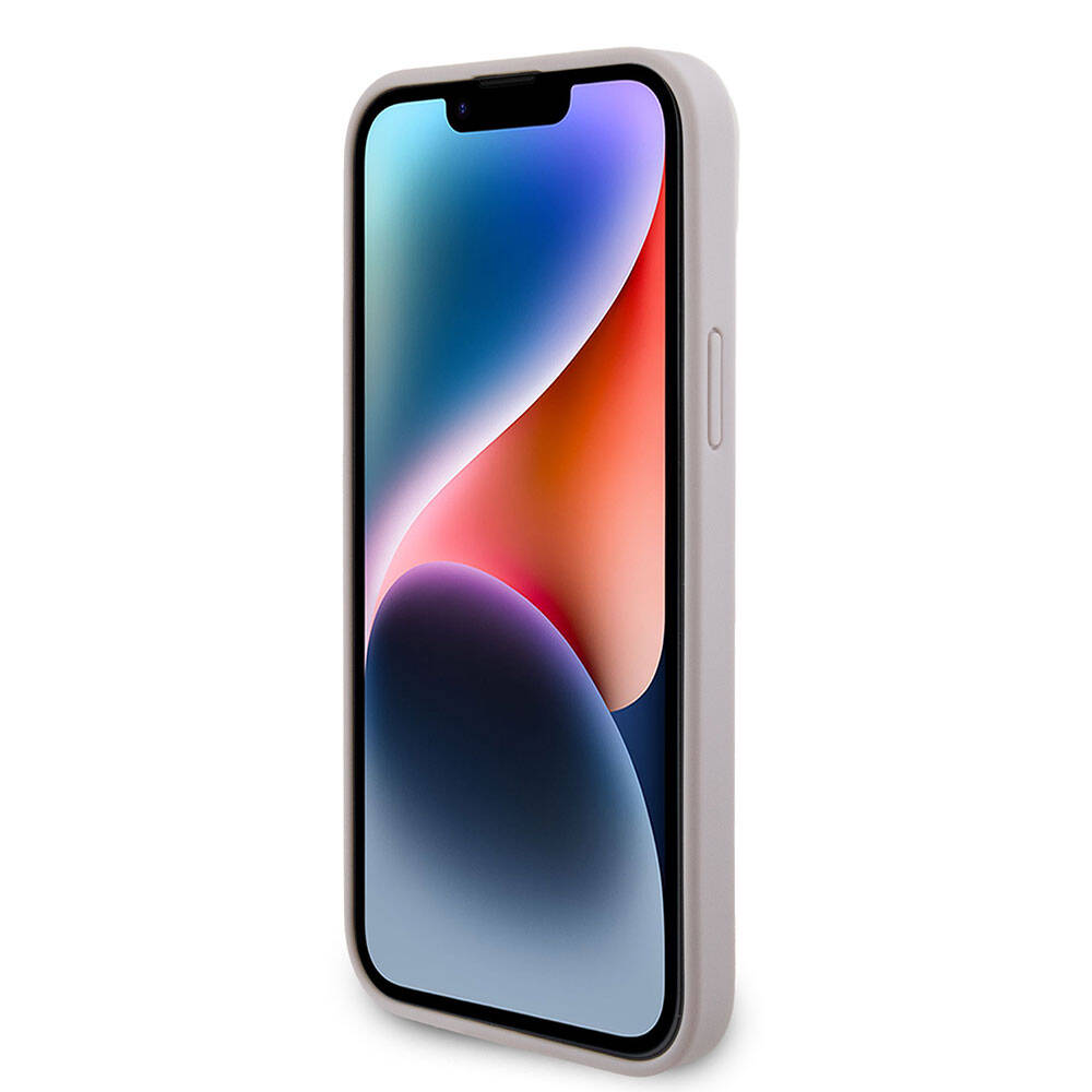 iPhone 15 Plus Kılıf Guess Orjinal Lisanslı PU Deri Taşlı Üçgen Logo 4G Desenli Kılıf