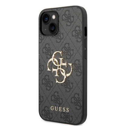 iPhone 15 Plus Kılıf Guess Orjinal Lisanslı PU Deri Yazı ve 4G Metal Logolu Desenli Kılıf