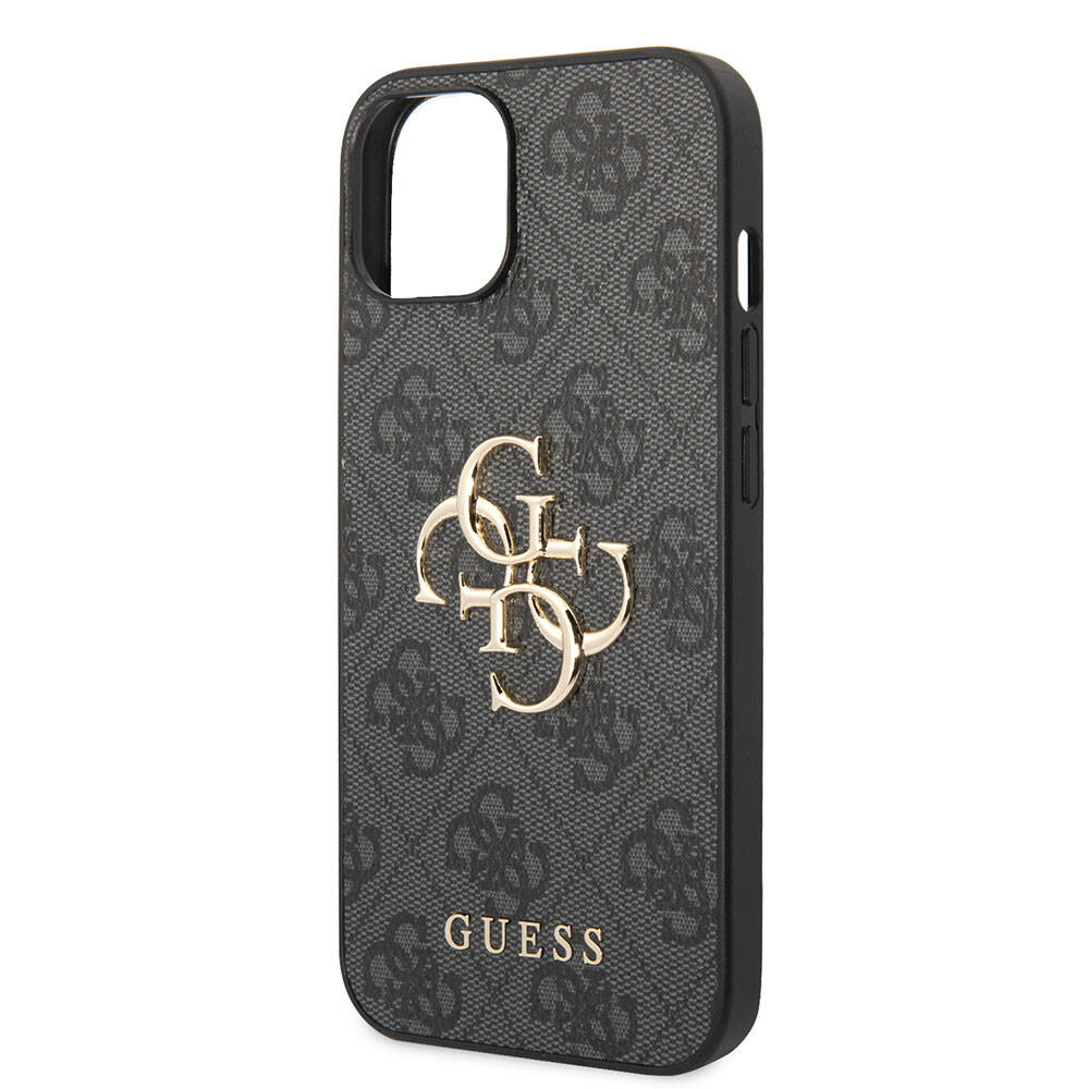 iPhone 15 Plus Kılıf Guess Orjinal Lisanslı PU Deri Yazı ve 4G Metal Logolu Desenli Kılıf