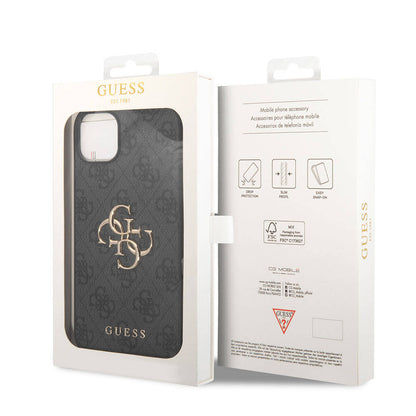 iPhone 15 Plus Kılıf Guess Orjinal Lisanslı PU Deri Yazı ve 4G Metal Logolu Desenli Kılıf