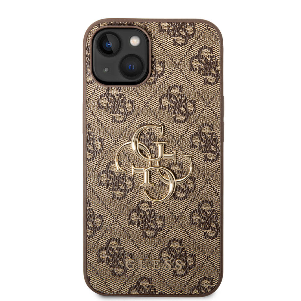 iPhone 15 Plus Kılıf Guess Orjinal Lisanslı PU Deri Yazı ve 4G Metal Logolu Desenli Kılıf