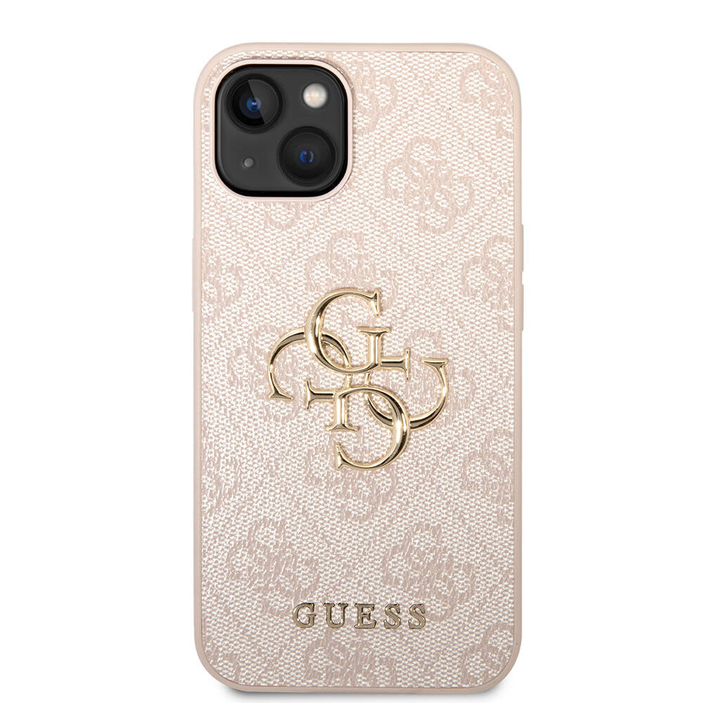 iPhone 15 Plus Kılıf Guess Orjinal Lisanslı PU Deri Yazı ve 4G Metal Logolu Desenli Kılıf