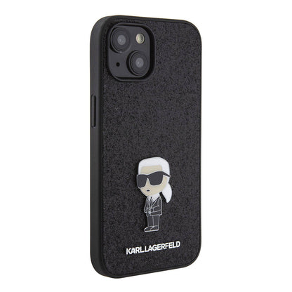 iPhone 15 Plus Kılıf Karl Lagerfeld İkonik Fixed Glitter Metal Logo Orjinal Lisanslı Kılıf