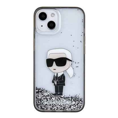 iPhone 15 Plus Kılıf Karl Lagerfeld İkonik Sıvılı Glitter Orjinal Lisanslı Kılıf