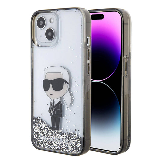 iPhone 15 Plus Kılıf Karl Lagerfeld İkonik Sıvılı Glitter Orjinal Lisanslı Kılıf