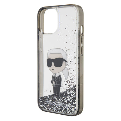 iPhone 15 Plus Kılıf Karl Lagerfeld İkonik Sıvılı Glitter Orjinal Lisanslı Kılıf
