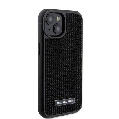 iPhone 15 Plus Kılıf Karl Lagerfeld Taşlı Metal Logo Orjinal Lisanslı Kılıf