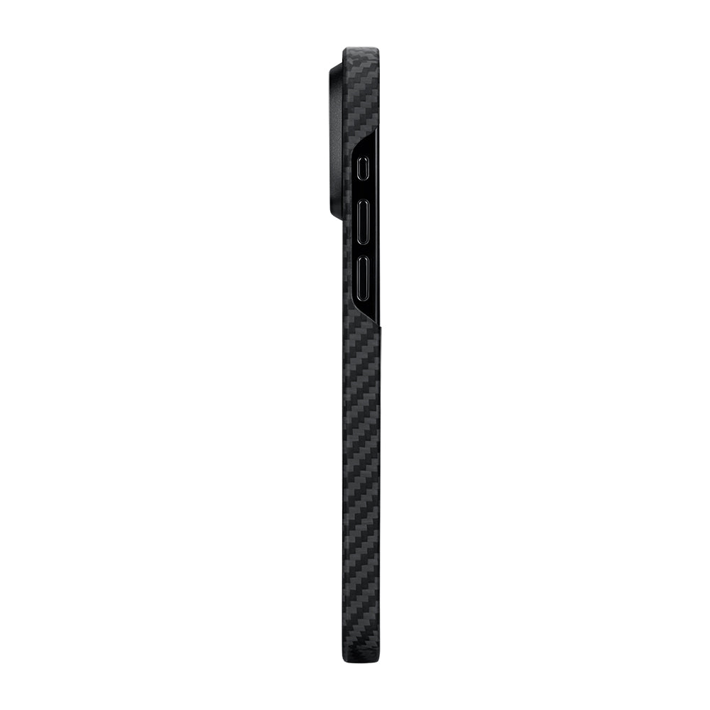 Apple iPhone 15 Plus Kılıf Magsafe Şarj Özellikli 1500D Aramid Fiber Pitaka Ultra-Slim Classic Serisi Black-Grey Twill Kapak Siyah-Gri