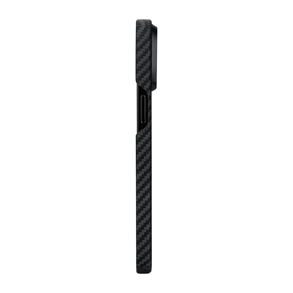 Apple iPhone 15 Plus Kılıf Magsafe Şarj Özellikli 1500D Aramid Fiber Pitaka Ultra-Slim Classic Serisi Black-Grey Twill Kapak Siyah-Gri