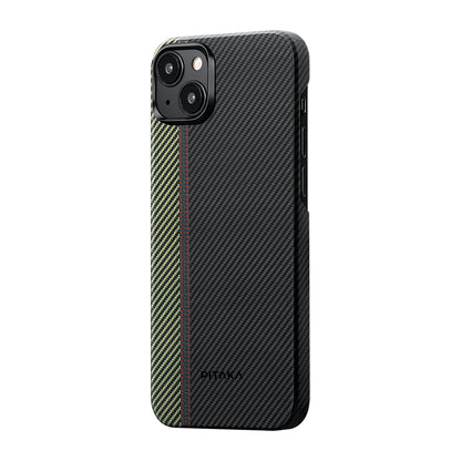 iPhone 15 Plus Kılıf M-safe Şarj Özellikli 600D Aramid Fiber Pitaka Tactile Woven Orchestra Serisi Overture Kılıf