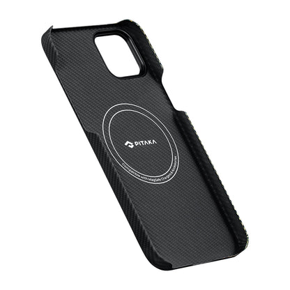 iPhone 15 Plus Kılıf M-safe Şarj Özellikli 600D Aramid Fiber Pitaka Tactile Woven Orchestra Serisi Overture Kılıf