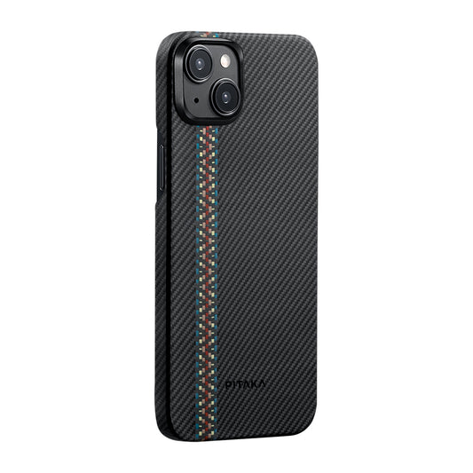 iPhone 15 Plus Kılıf M-safe Şarj Özellikli 600D Aramid Fiber Pitaka Tactile Woven Orchestra Serisi Rhapsody Kılıf