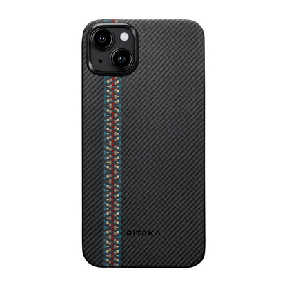 iPhone 15 Plus Kılıf M-safe Şarj Özellikli 600D Aramid Fiber Pitaka Tactile Woven Orchestra Serisi Rhapsody Kılıf