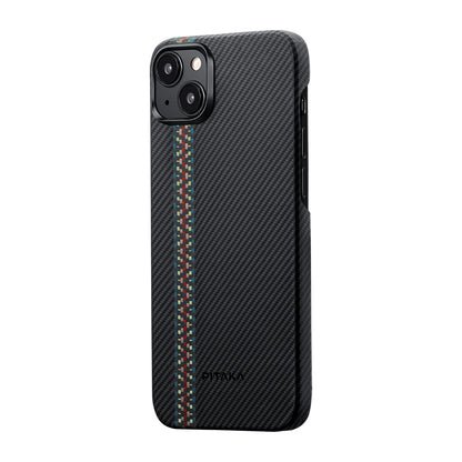 iPhone 15 Plus Kılıf M-safe Şarj Özellikli 600D Aramid Fiber Pitaka Tactile Woven Orchestra Serisi Rhapsody Kılıf