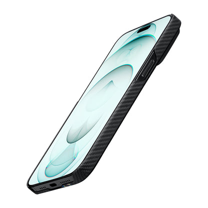 iPhone 15 Plus Kılıf M-safe Şarj Özellikli 600D Aramid Fiber Pitaka Tactile Woven Orchestra Serisi Rhapsody Kılıf