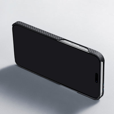 Apple iPhone 15 Plus Kılıf Magsafe Şarj Özellikli 600D Aramid Fiber Pitaka Tactile Woven Orchestra Serisi Rhapsody Kapak Siyah