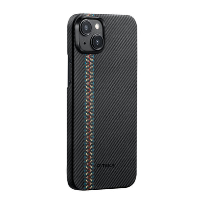 iPhone 15 Plus Kılıf M-safe Şarj Özellikli 600D Aramid Fiber Pitaka Tactile Woven Orchestra Serisi Rhapsody Kılıf