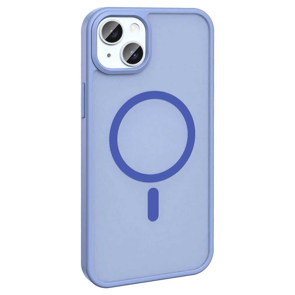 Apple iPhone 15 Plus Kılıf M-safe Şarj Özellikli Mat Arka Yüzey Zore Sio Kapak Lila