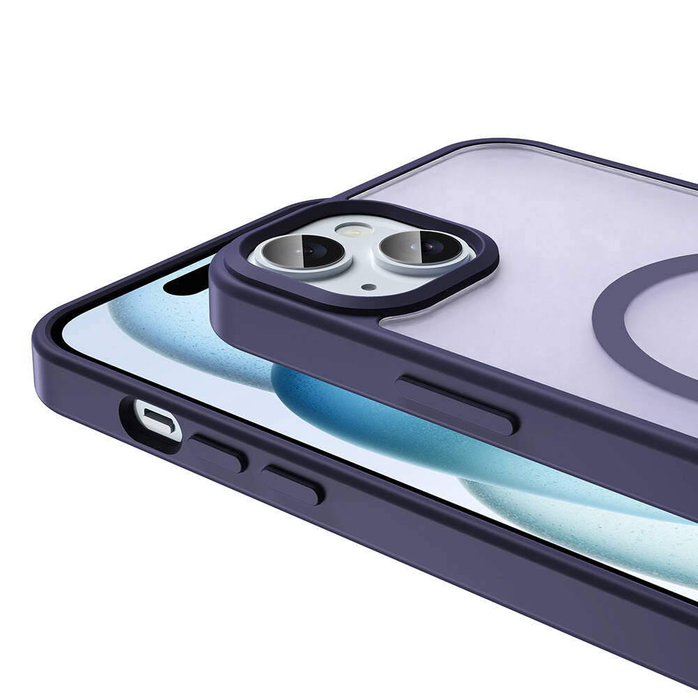 Apple iPhone 15 Plus Kılıf M-safe Şarj Özellikli Mat Arka Yüzey Zore Sio Kapak Lila