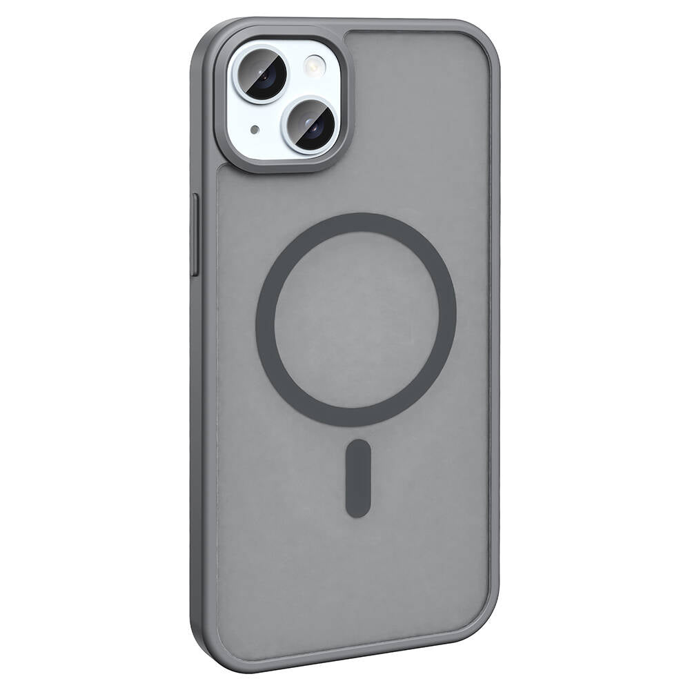 Apple iPhone 15 Plus Kılıf M-safe Şarj Özellikli Mat Arka Yüzey Zore Sio Kapak Gri