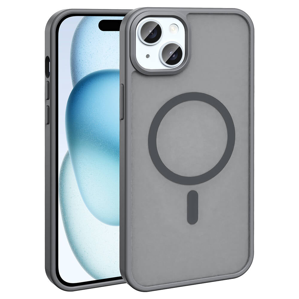 Apple iPhone 15 Plus Kılıf M-safe Şarj Özellikli Mat Arka Yüzey Zore Sio Kapak Lila