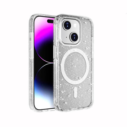 iPhone 15 Plus Kılıf M-safe Şarj Özellikli Parlayan Simli Saydam Renkli Zore Allstar Kılıf