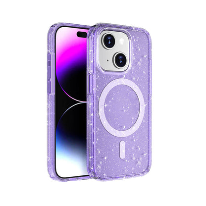 iPhone 15 Plus Kılıf M-safe Şarj Özellikli Parlayan Simli Saydam Renkli Zore Allstar Kılıf