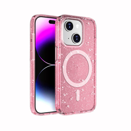 iPhone 15 Plus Kılıf M-safe Şarj Özellikli Parlayan Simli Saydam Renkli Zore Allstar Kılıf