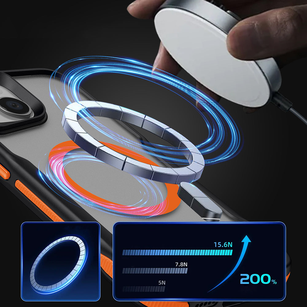 Apple iPhone 15 Plus Kılıf Magsafe Şarj Özellikli Renkli Kenar Airbag Şeritli Zore Lamer Kapak Gri