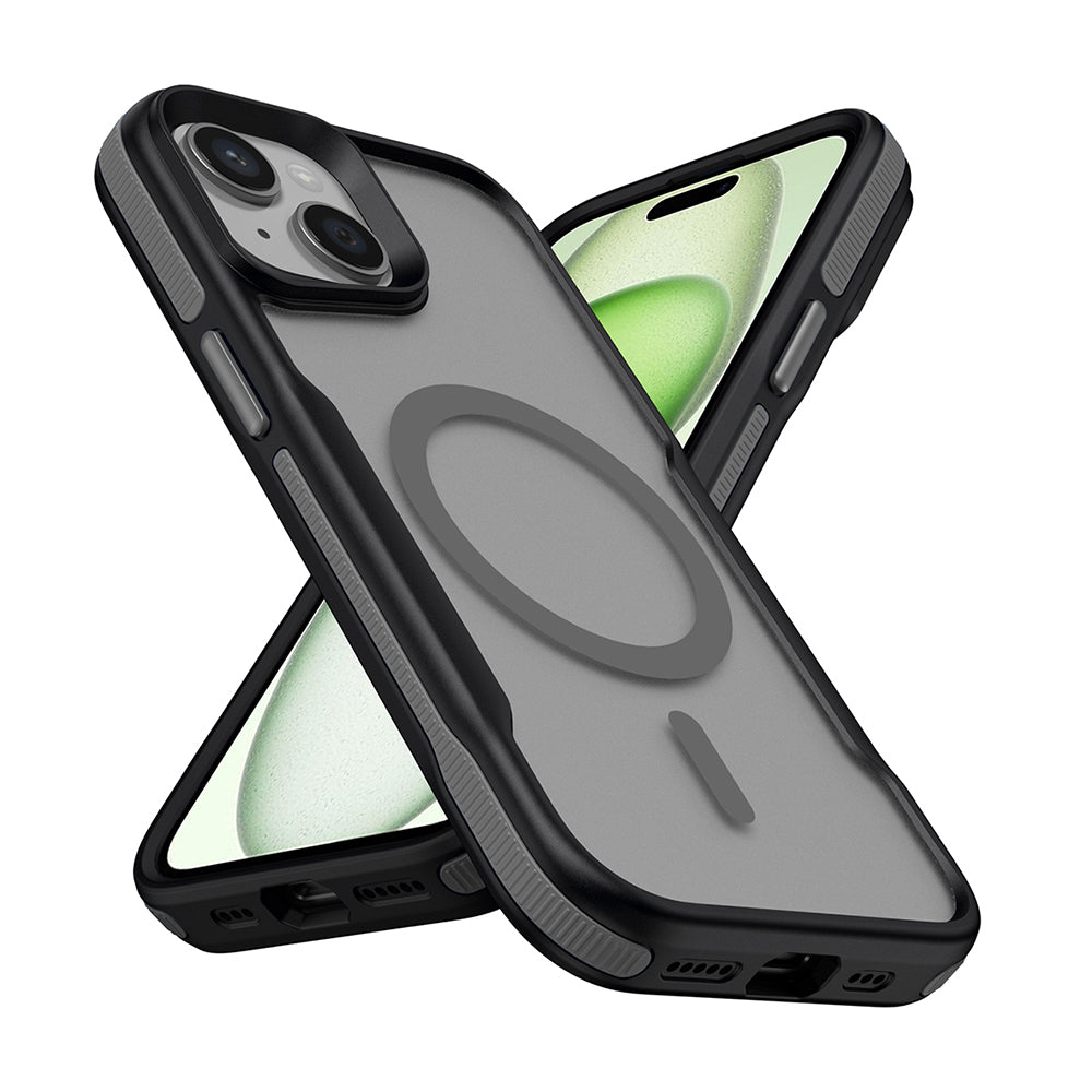 Apple iPhone 15 Plus Kılıf Magsafe Şarj Özellikli Renkli Kenar Airbag Şeritli Zore Lamer Kapak Turuncu