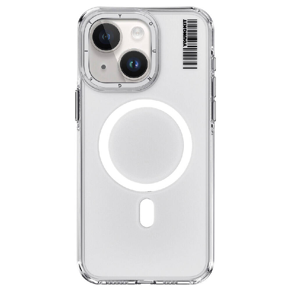 Apple iPhone 15 Plus Kılıf Magsafe Şarj Özellikli Şeffaf Youngkit Crystal Shield Serisi Kapak Renksiz