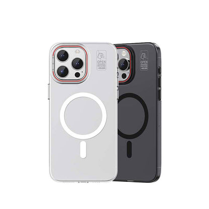 iPhone 15 Plus Kılıf M-safe Şarj Özellikli Standlı Metal Kamera Çerçeveli Mat Recci Glaze Serisi Kılıf