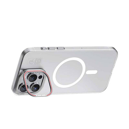 iPhone 15 Plus Kılıf M-safe Şarj Özellikli Standlı Metal Kamera Çerçeveli Mat Recci Glaze Serisi Kılıf
