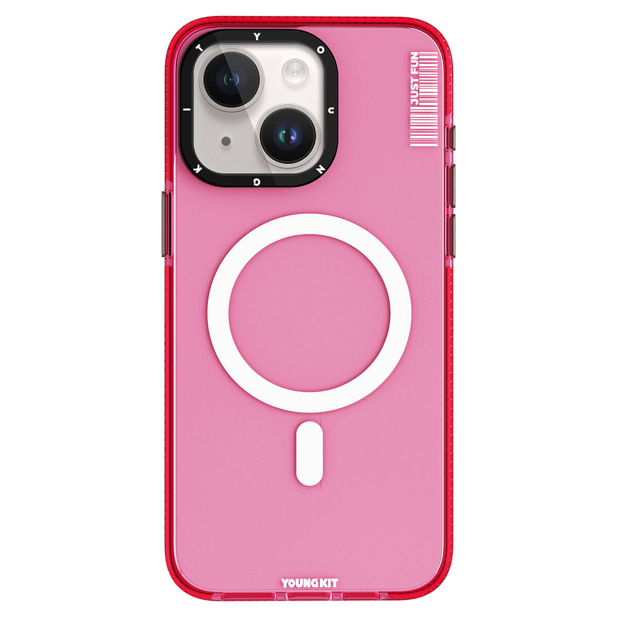 Apple iPhone 15 Plus Kılıf Magsafe Şarj Özellikli YoungKit Crystal Color Serisi Kapak Pembe