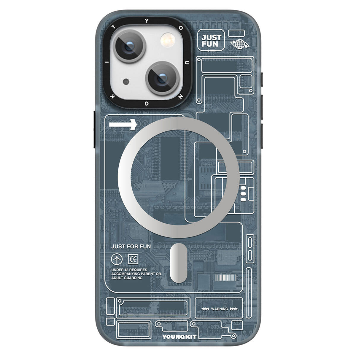 Apple iPhone 15 Plus Kılıf Magsafe Şarj Özellikli YoungKit Technology Serisi Kapak Lacivert