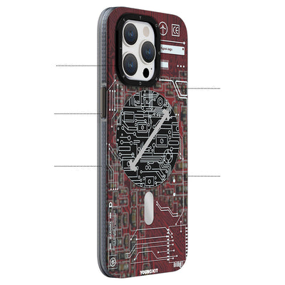 Apple iPhone 15 Plus Kılıf Magsafe Şarj Özellikli YoungKit Technology Serisi Kapak Kırmızı