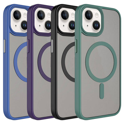 Apple iPhone 15 Plus Kılıf Mat Arka Yüzey Wireless Şarj Özellikli Zore Flet Magsafe Kapak Siyah