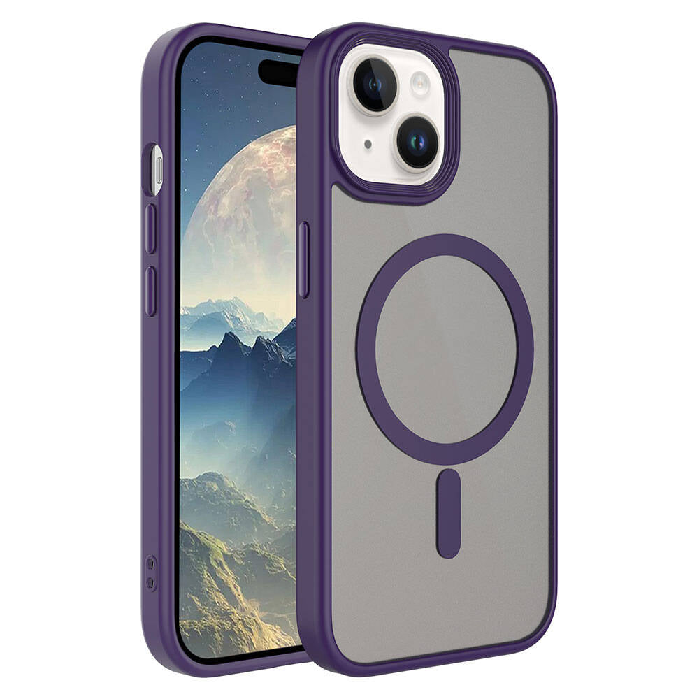 iPhone 15 Plus Kılıf Mat Arka Yüzey Wireless Şarj Özellikli Zore Flet M-safe Kılıf