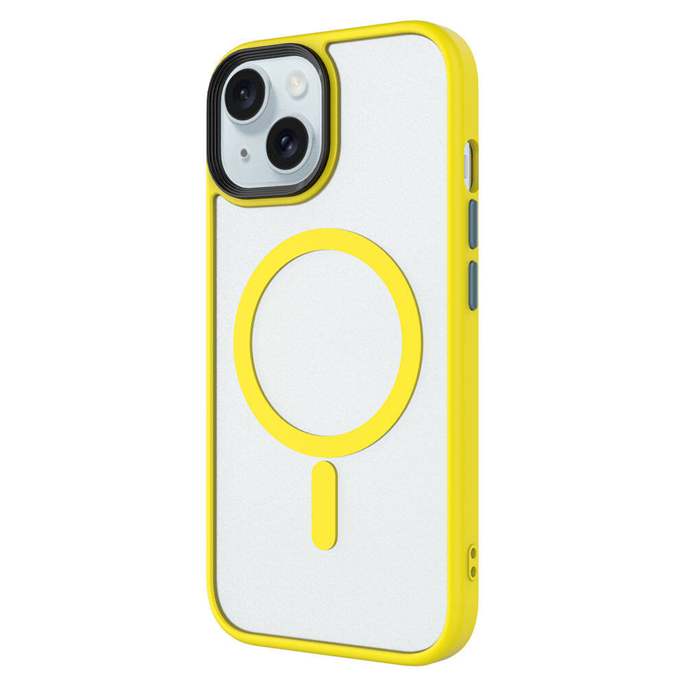 iPhone 15 Plus Kılıf Mat Arka Yüzey Wireless Şarj Özellikli Zore Flet M-safe Kılıf