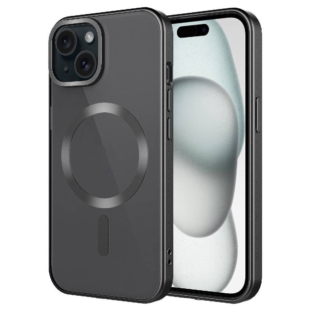 Apple iPhone 15 Plus Kılıf Mat Tasarımlı M-safe Wireless Şarj Özellikli Zore Mat Setro Kapak Siyah