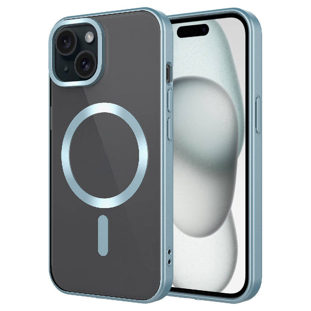Apple iPhone 15 Plus Kılıf Mat Tasarımlı M-safe Wireless Şarj Özellikli Zore Mat Setro Kapak Açık Yeşil