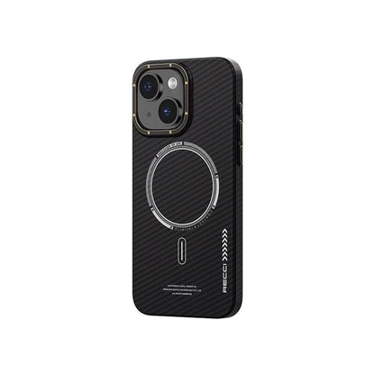 iPhone 15 Plus Kılıf Recci Machinist Serisi M-safe Şarj Özellikli Magnetik Karbon Kılıf